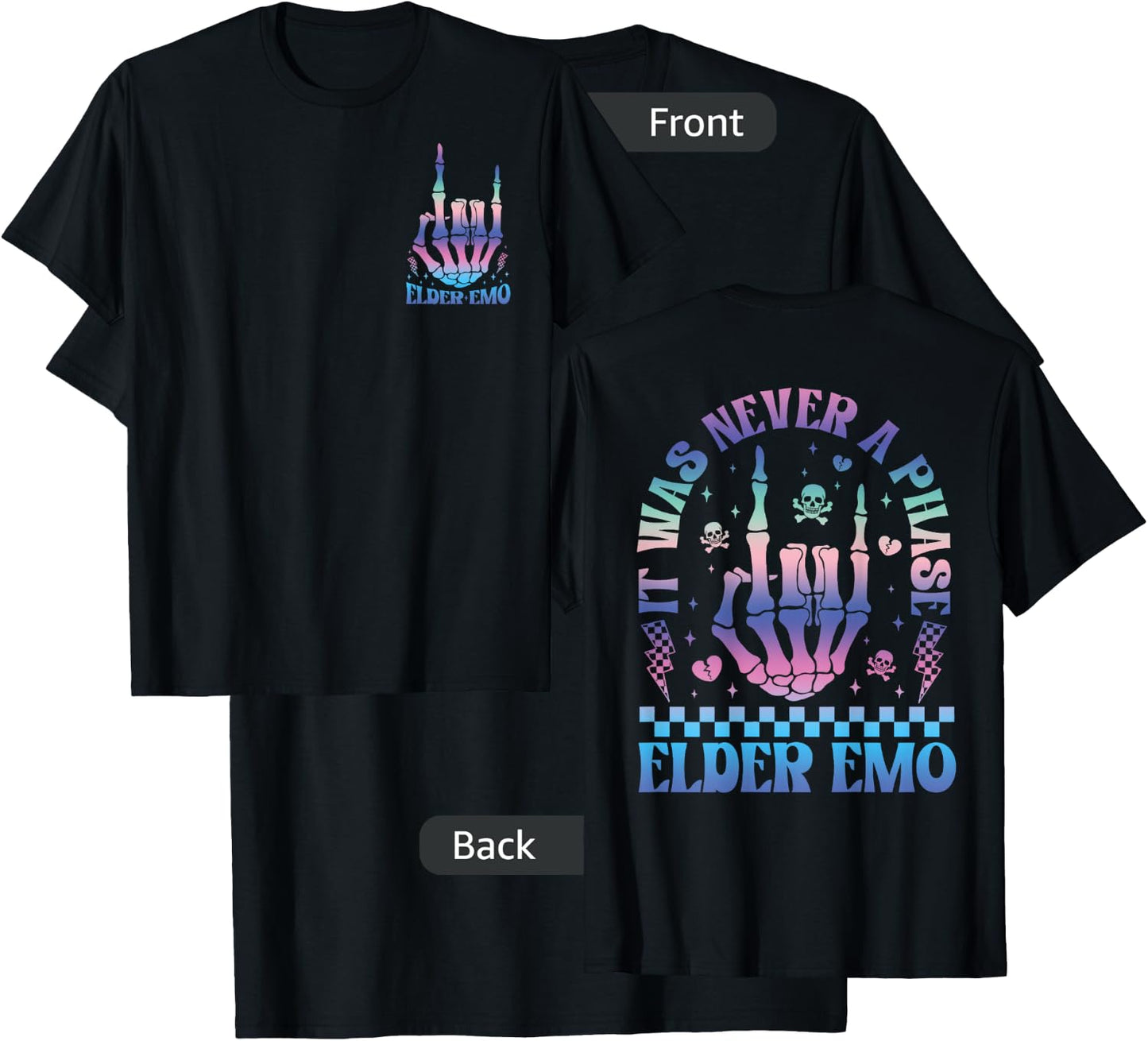 Elder Emo 2 Sided Elder Emo Club It was Never A Phase T-Shirt - T-Shirt | Black