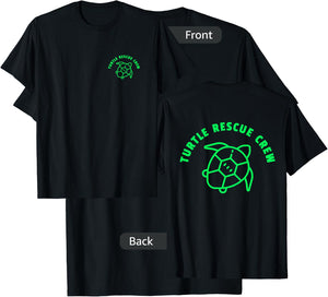 (2 Sided Print) Turtle Rescue Crew Green Sea Turtle Graphic T-Shirt - T-Shirt | Black