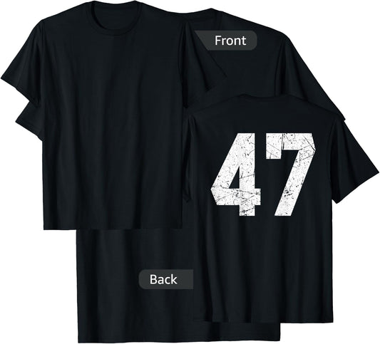 #47 Jersey Uniform Varsity Sports Number, 47th Birthday T-Shirt - T-Shirt | Black