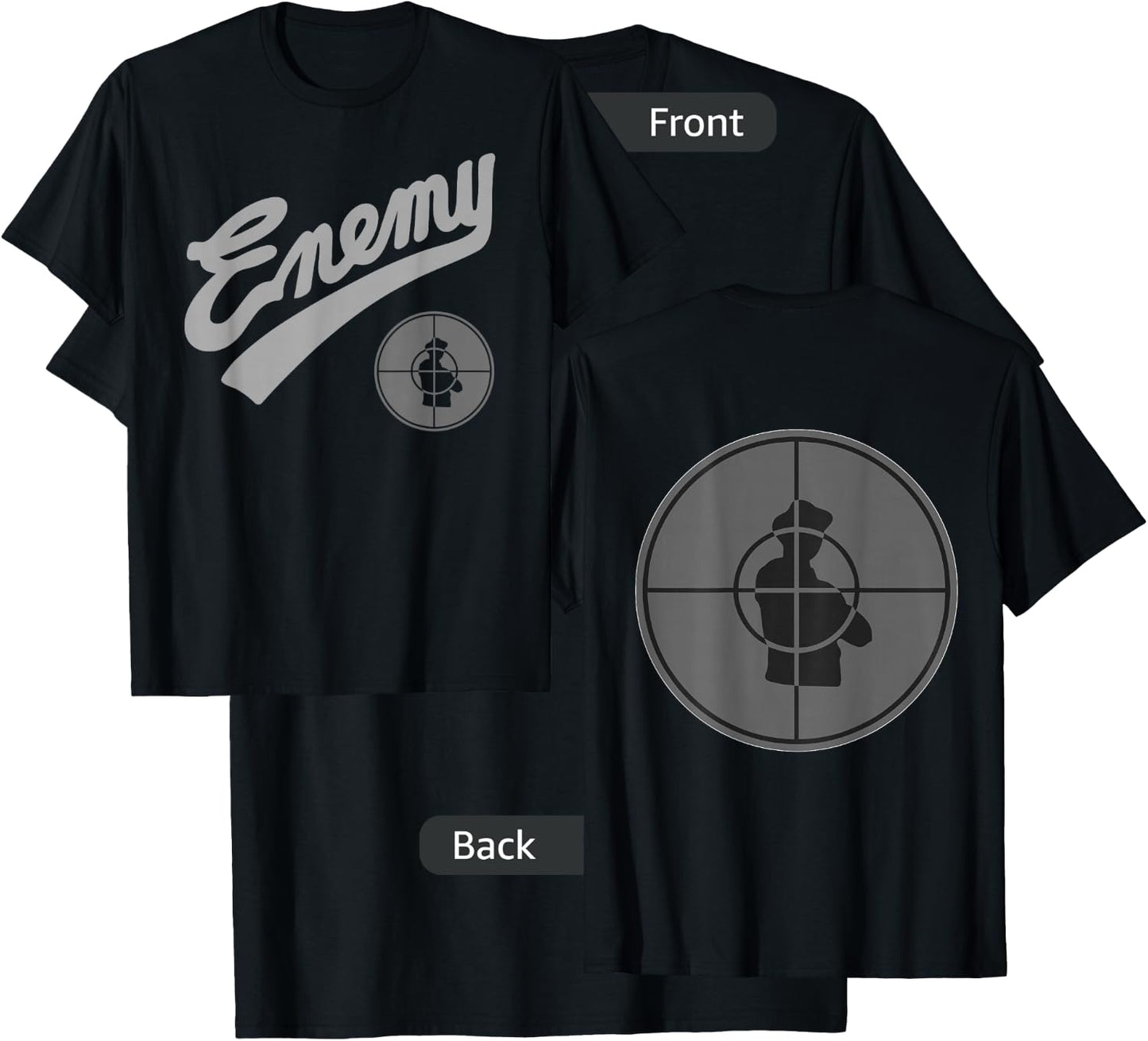 Public Enemy Official Enemy Target Black & Grey T-Shirt - T-Shirt | Black