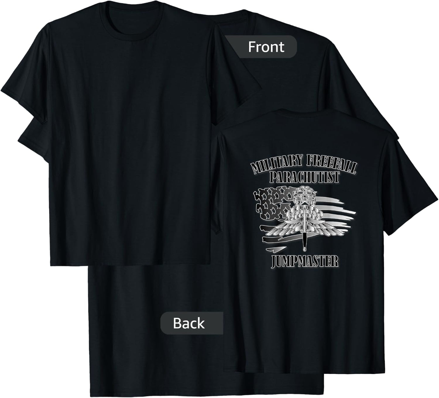Military Freefall Parachutist- Jumpmaster (Back Design) T-Shirt - T-Shirt | Black
