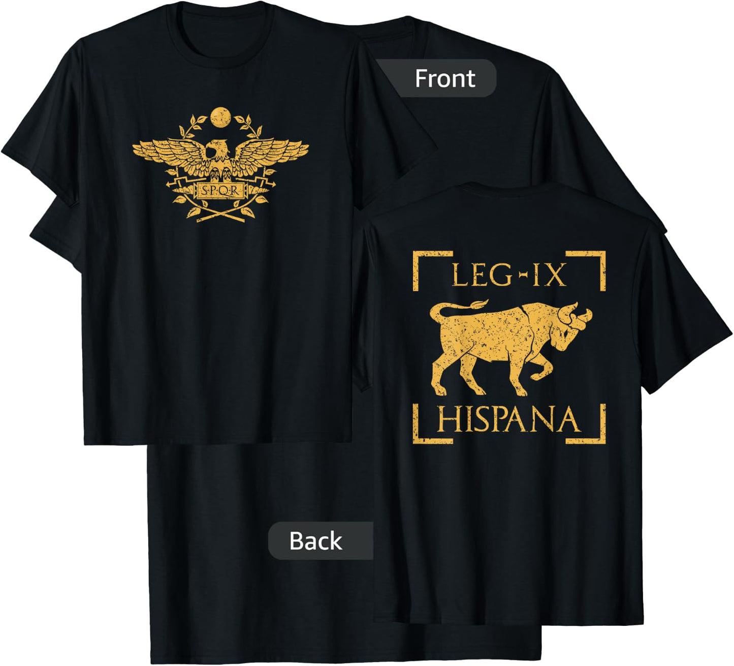 Legio IX Hispana Taurus Emblem Roman Legion Back Print T-Shirt - T-Shirt | Black