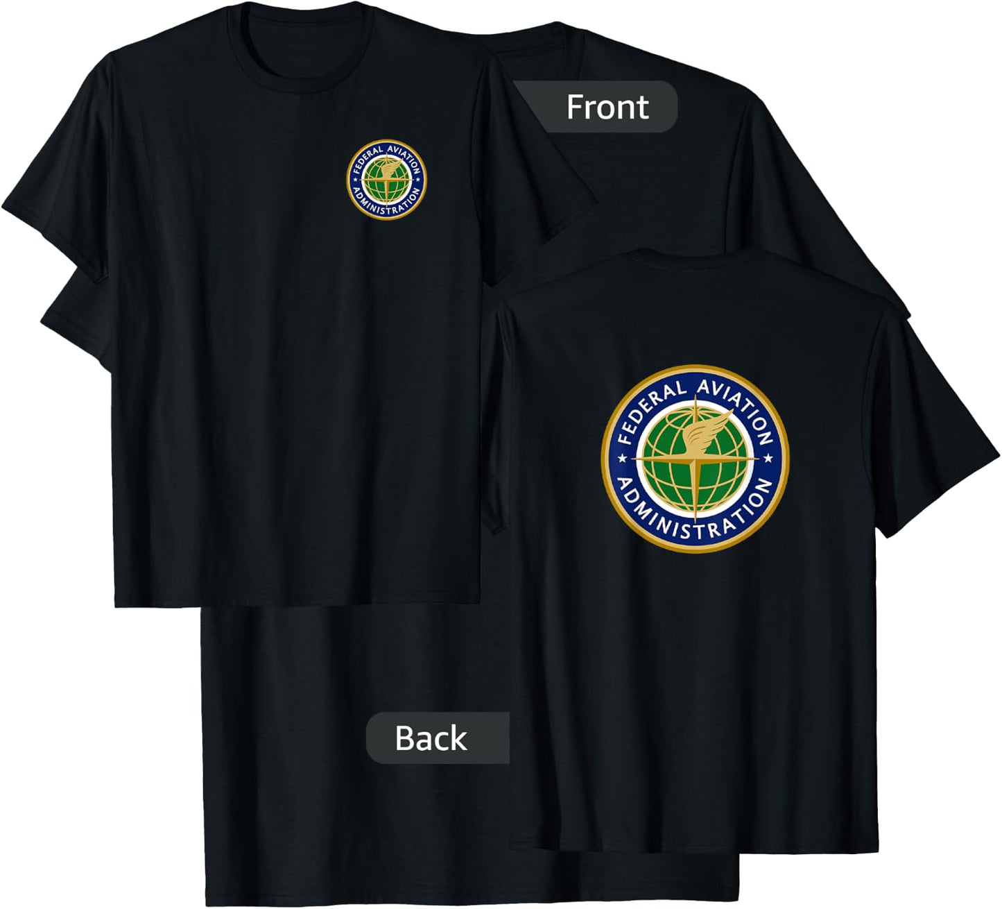 Federal FAA Shirts & Gifts Retired US FAA - Men's Aviation Theme Black Short Sleeve - Small T-Shirt - T-Shirt | Black