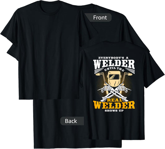 Welder Gifts Funny Welding Image On Back Of Shirt T-Shirt - T-Shirt | Black