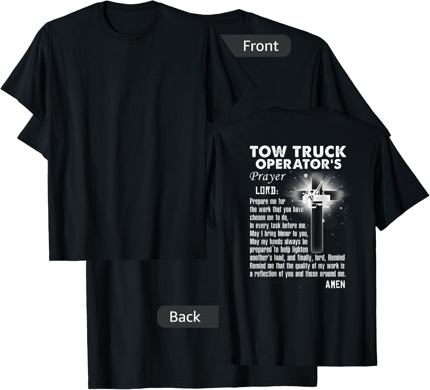 Proud Tow Truck Operator Prayer T-Shirt - T-Shirt | Black