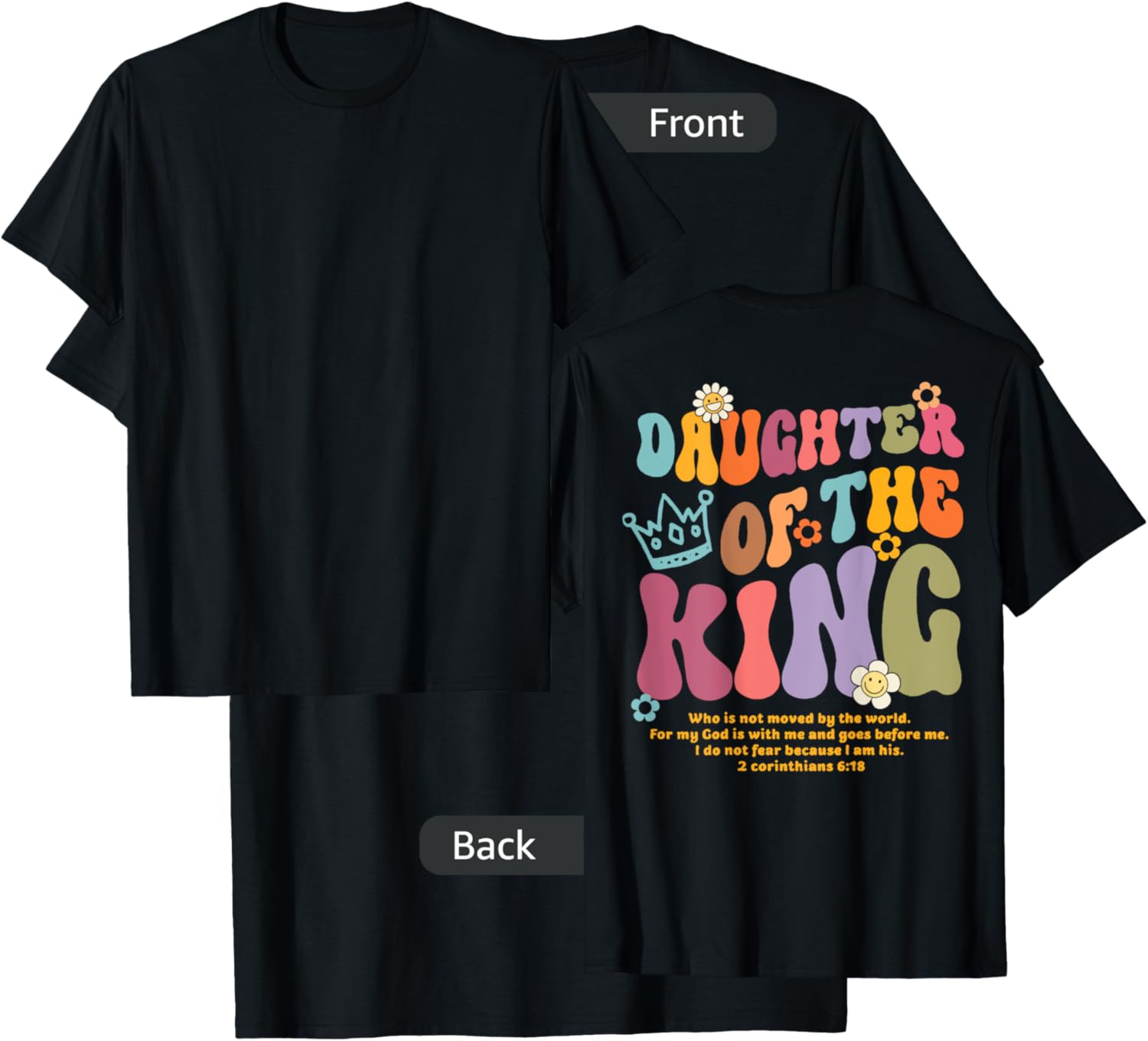 Christian Bible Verse Daughter of-the King Corinthians 6:18 T-Shirt - T-Shirt | Black