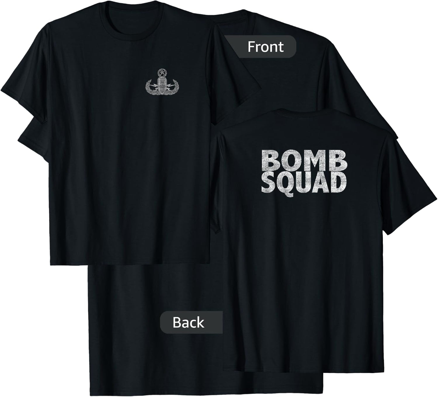 Bomb Squad with Crab Badge EOD T-Shirt - T-Shirt | Black