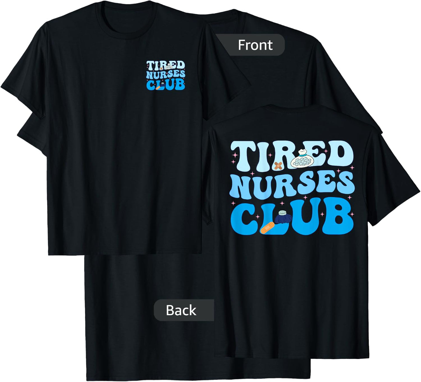 Tired Nurses Club Funny Groovy CRNA RN Future Nursing School T-Shirt - T-Shirt | Black