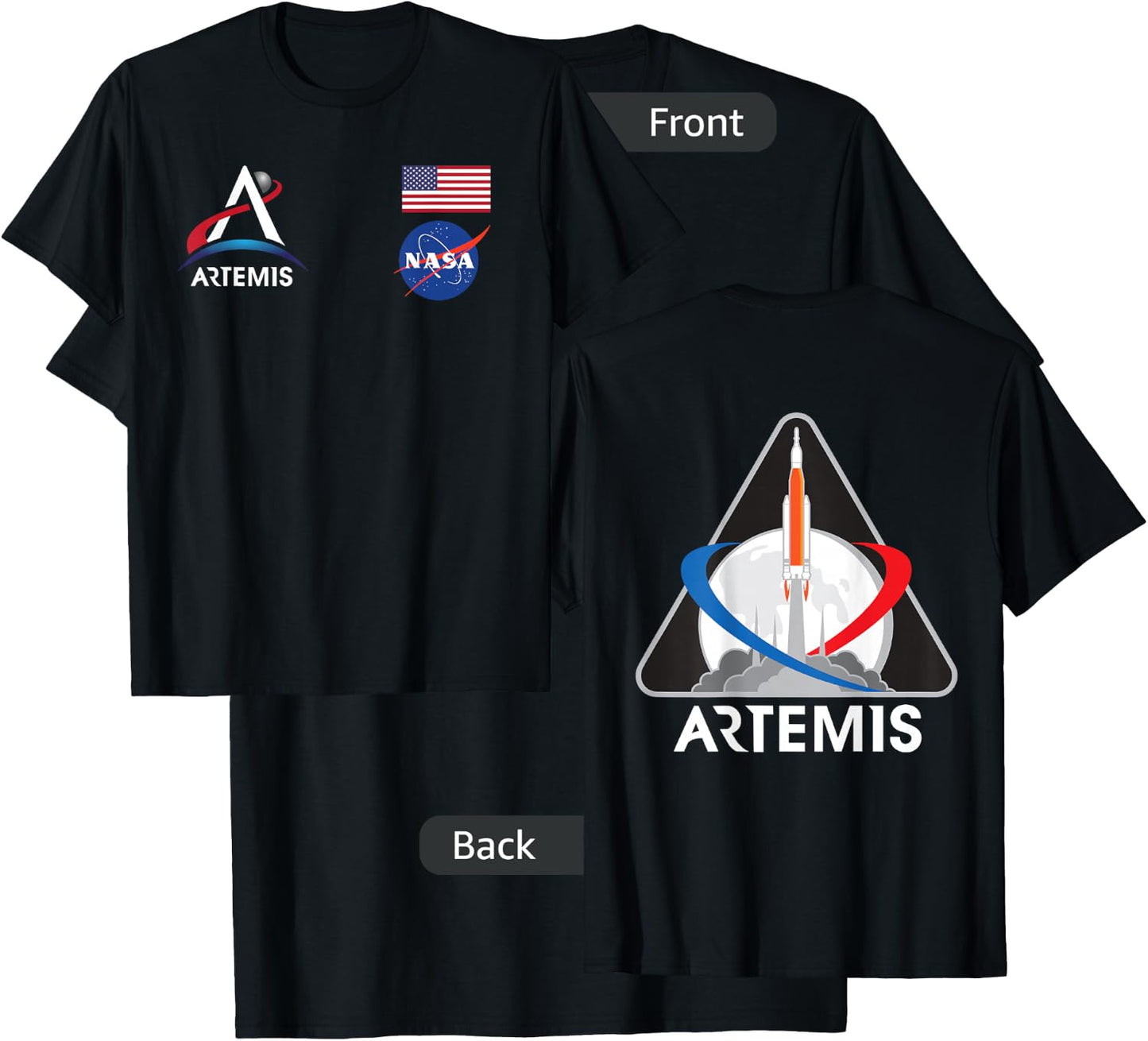NASA Artemis Mission 1 Moon To Mars T-Shirt - T-Shirt | Black