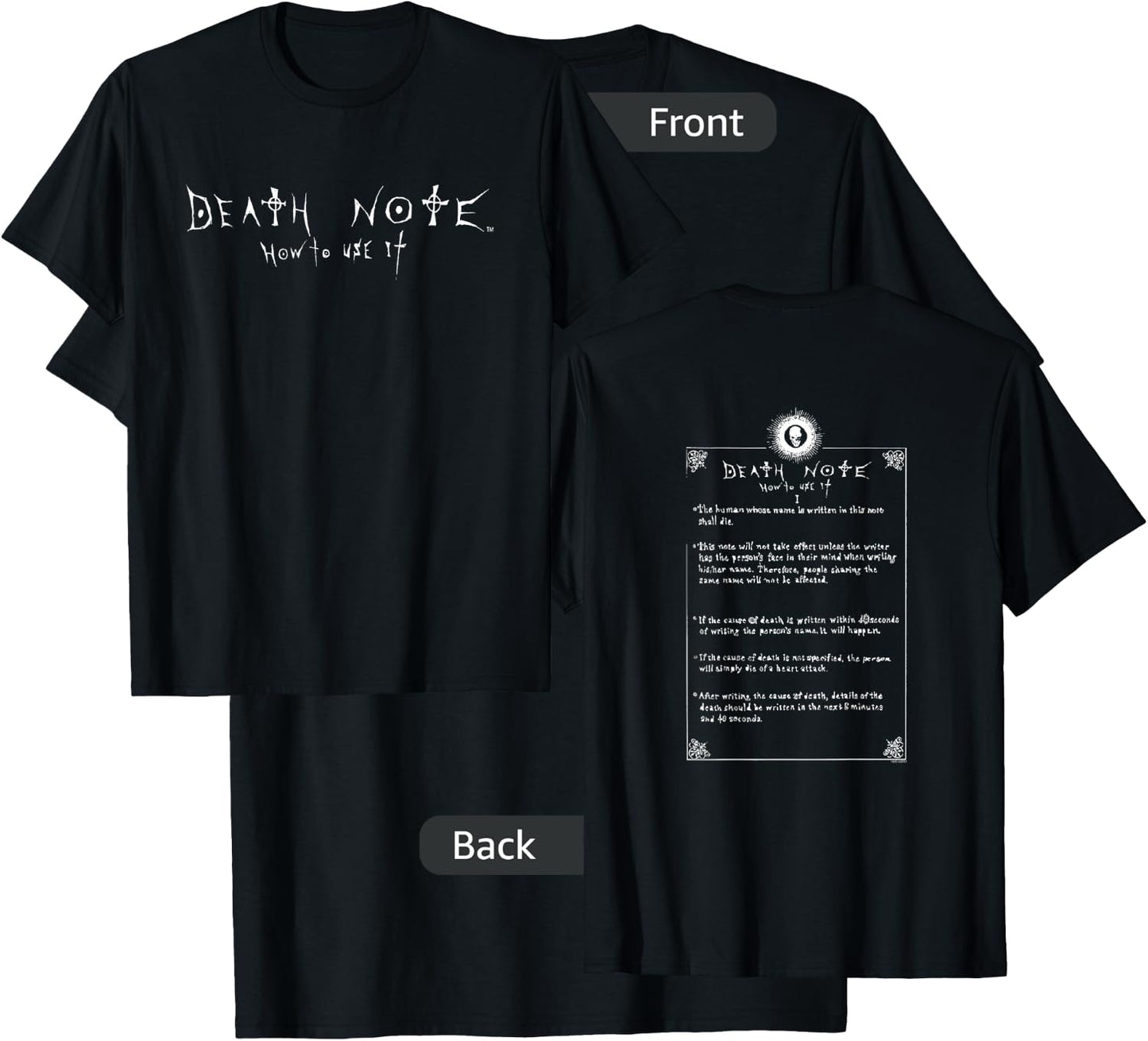Death Note How to Use It Front and Back Anime T-Shirt - T-Shirt | Black