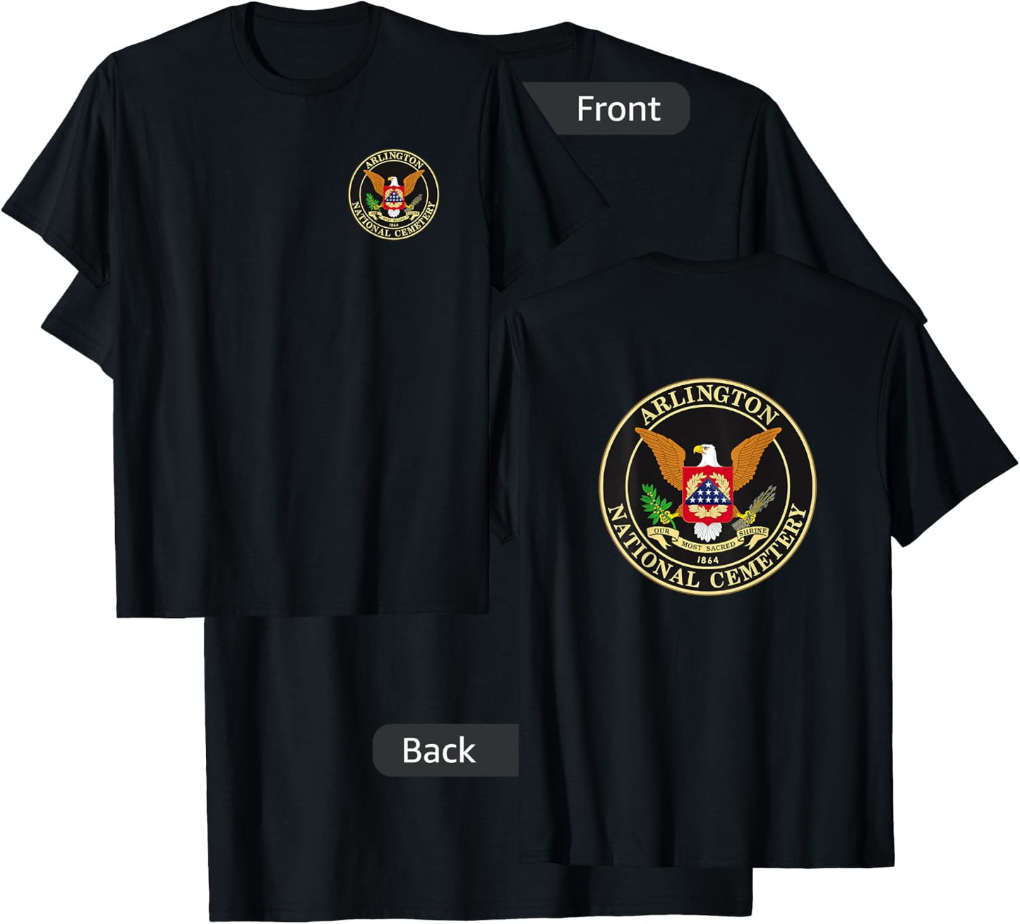FRONT & BACK Arlington National Cemetery T-Shirt - T-Shirt | Black
