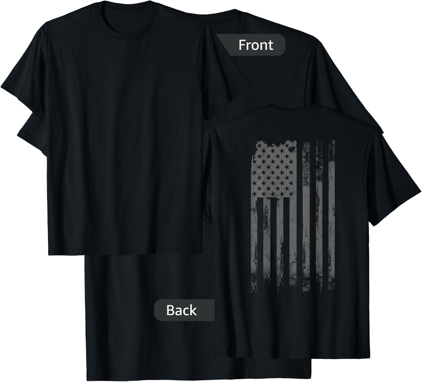Vintage Patriotic Distressed America USA Flag T-Shirt - T-Shirt | Black