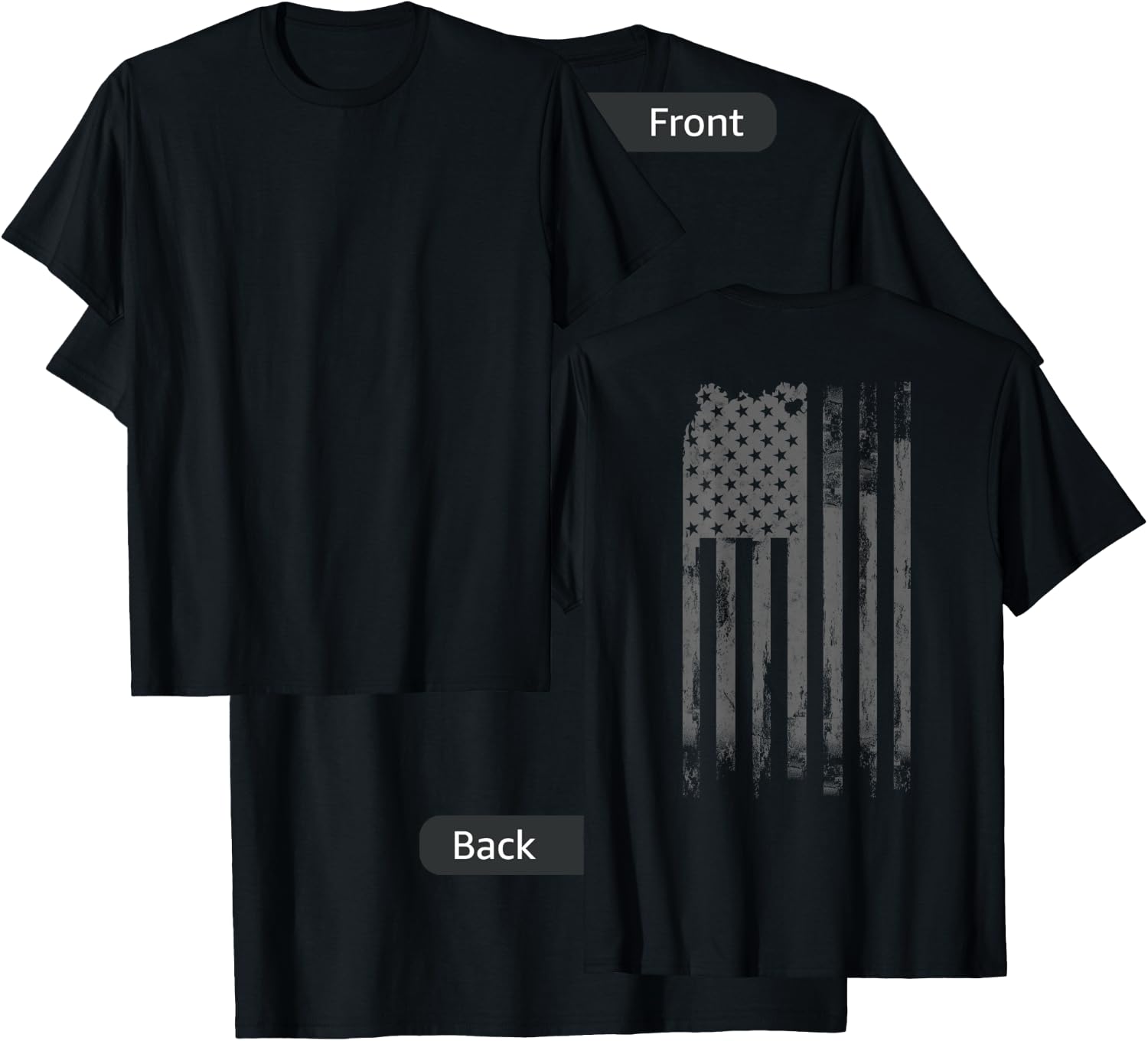 Vintage Patriotic Distressed America USA Flag T-Shirt - T-Shirt | Black