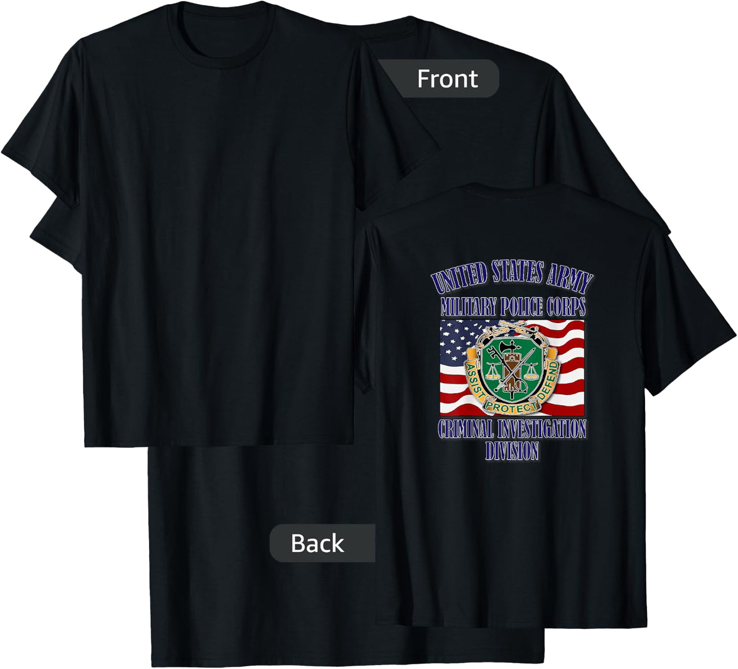 U.S. Army Military Police CID (Back Design) T-Shirt - T-Shirt | Black