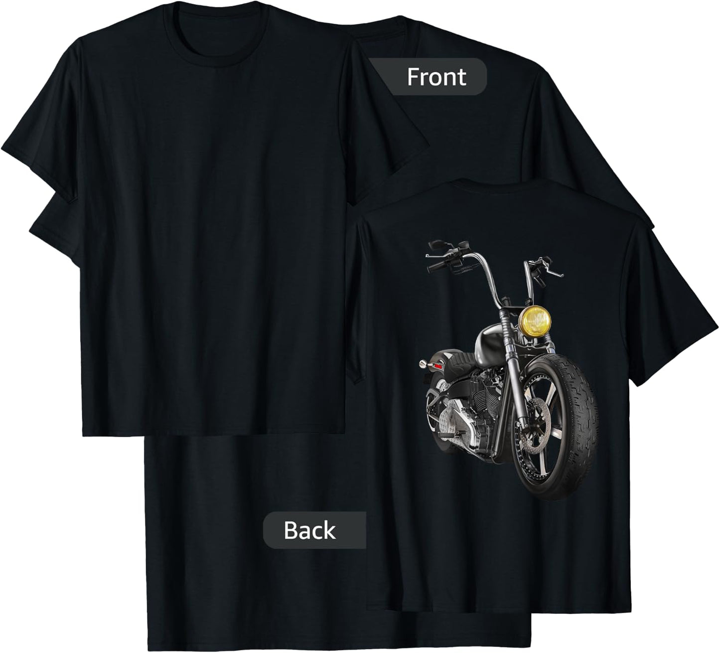 Hand Drawn Chopper Motorcycle T-Shirt - T-Shirt | Black