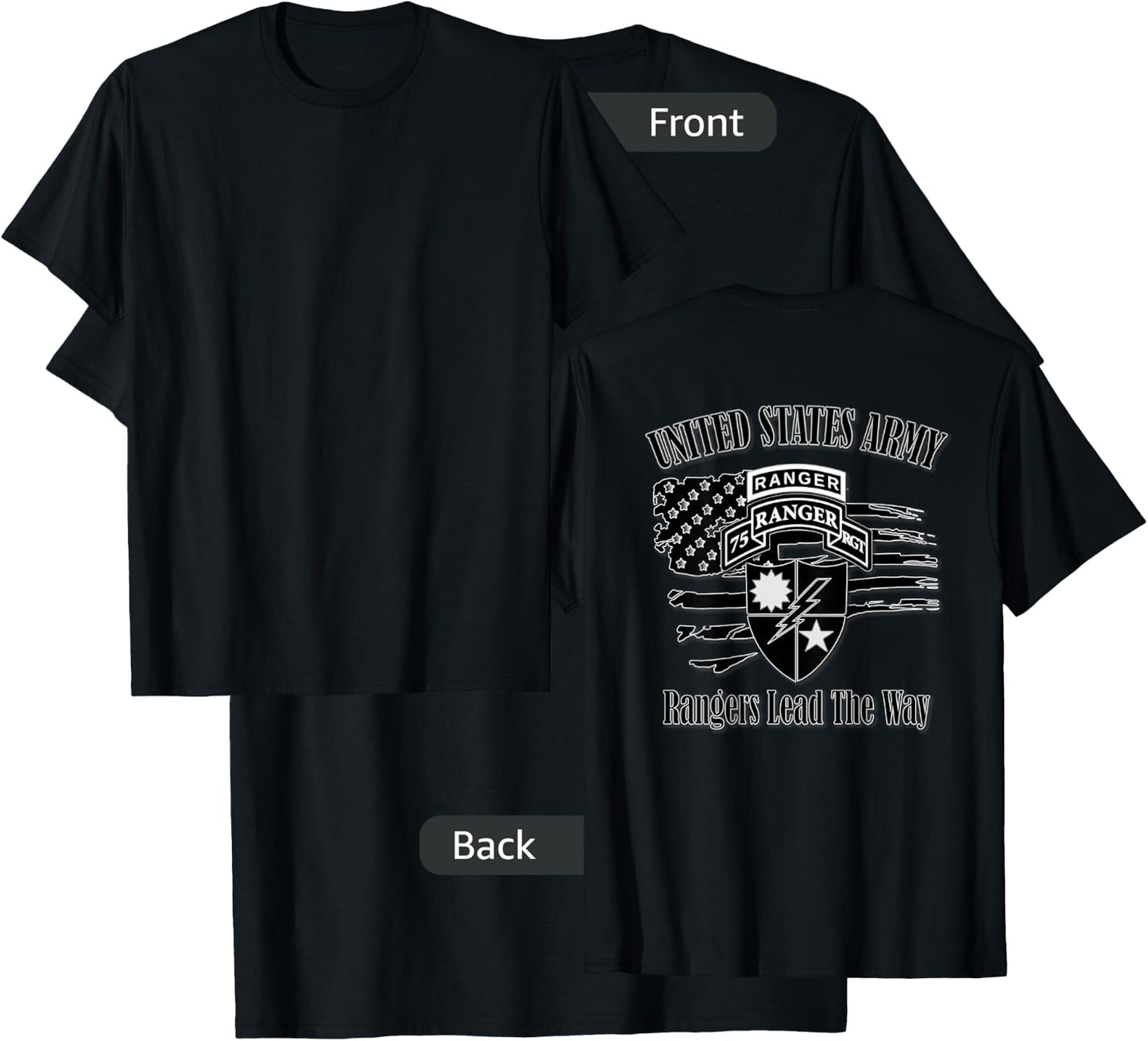 75th Ranger Regiment (Back Design) T-Shirt - T-Shirt | Black