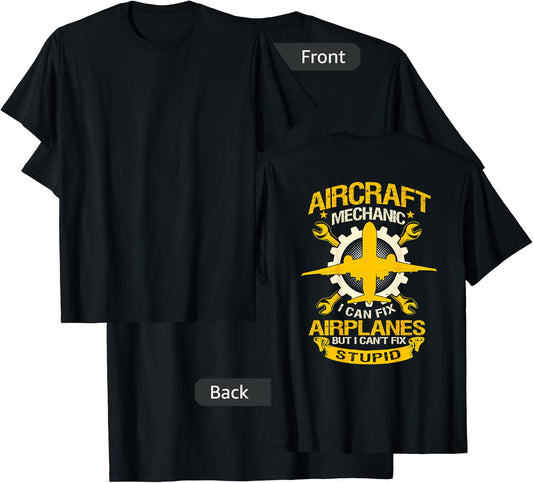 Airplane Mechanic Gift Design On Back Of Clothing T-Shirt - T-Shirt | Black