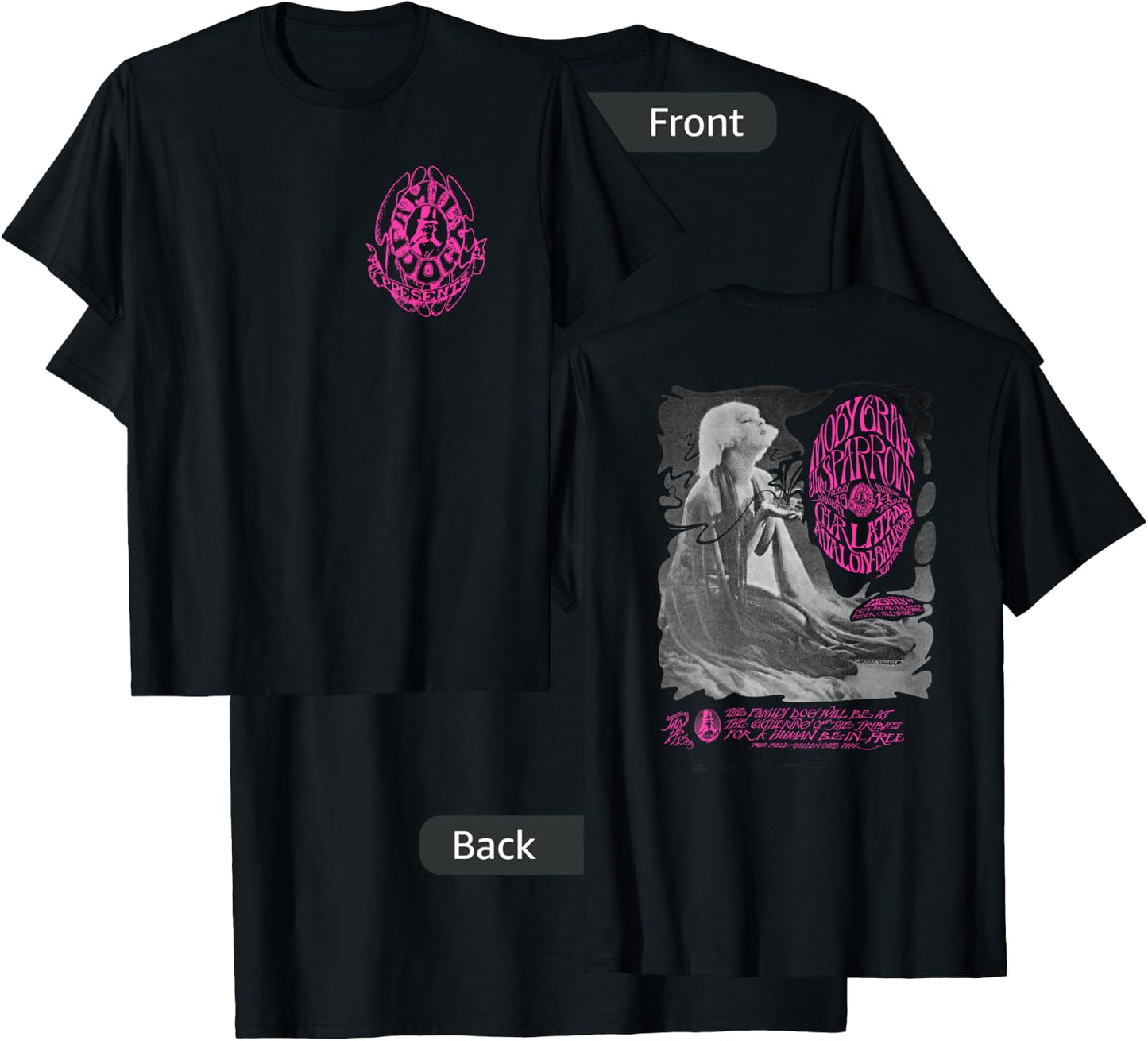 The Family Dog Moby Grape Pink Logo T-Shirt - T-Shirt | Black