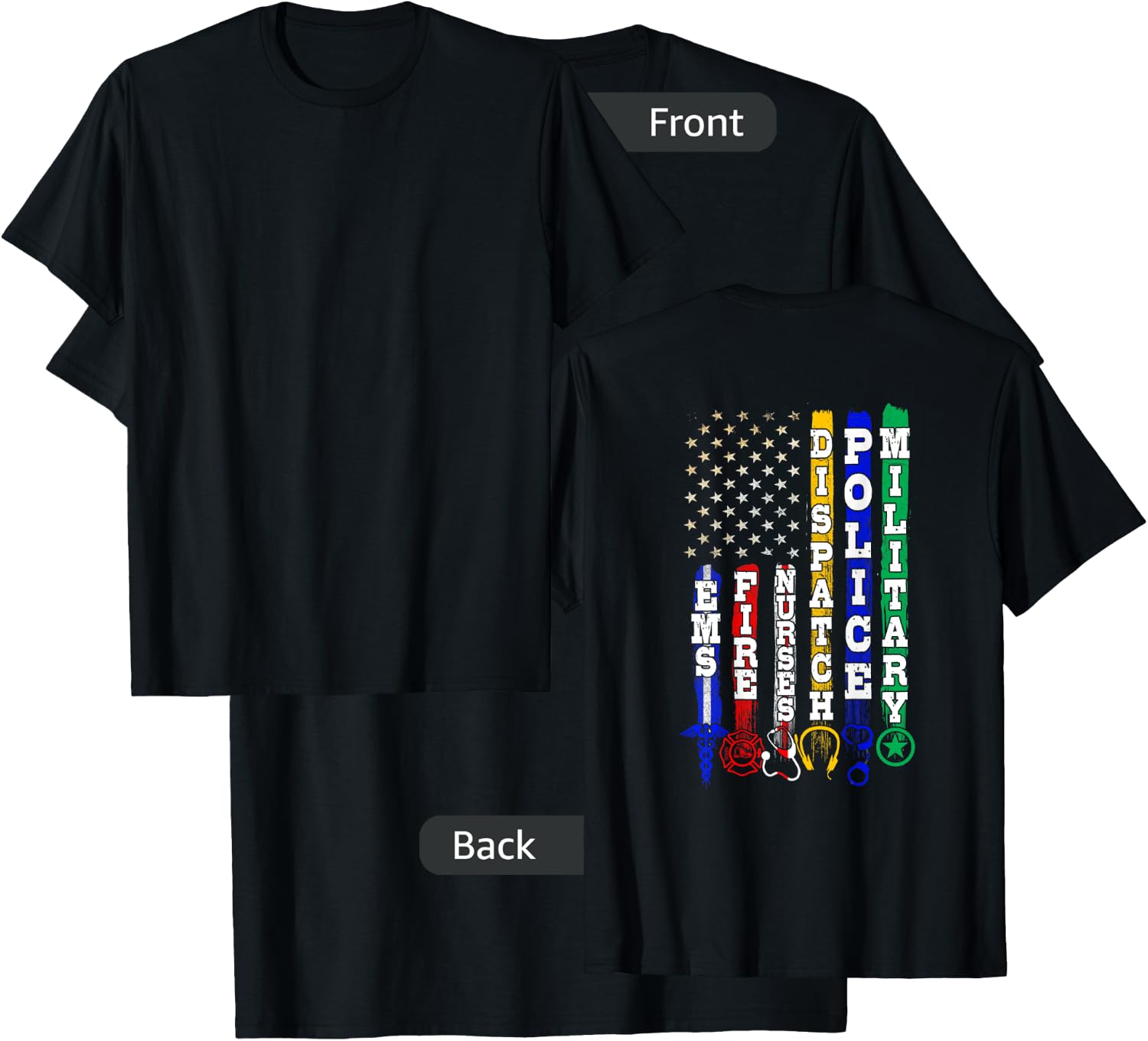 First Responders Design On Back Of Clothing T-Shirt - T-Shirt | Black