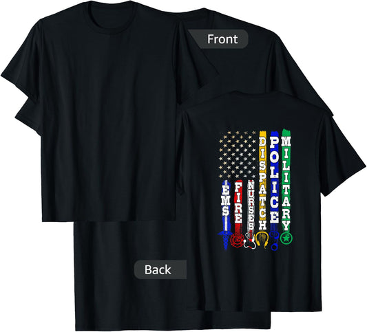 First Responders Design On Back Of Clothing T-Shirt - T-Shirt | Black