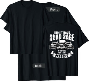 Trucker Gifts Tractor Trailer 18 Wheeler Design On Back T-Shirt - T-Shirt | Black