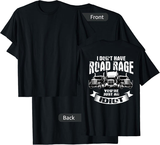 Trucker Gifts Tractor Trailer 18 Wheeler Design On Back T-Shirt - T-Shirt | Black
