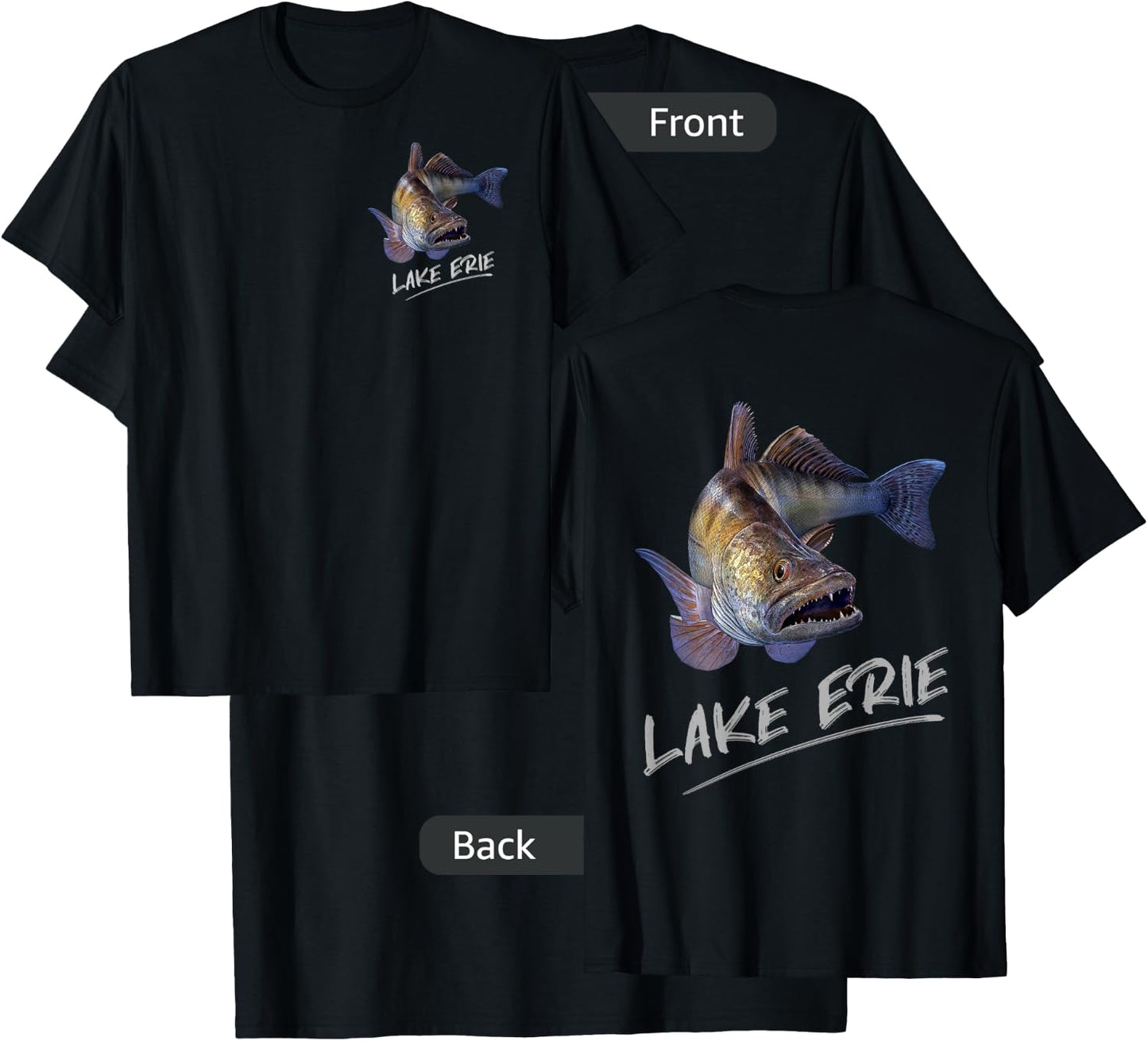 Lake Erie Walleye Fishing Fisherman T-Shirt - T-Shirt | Black
