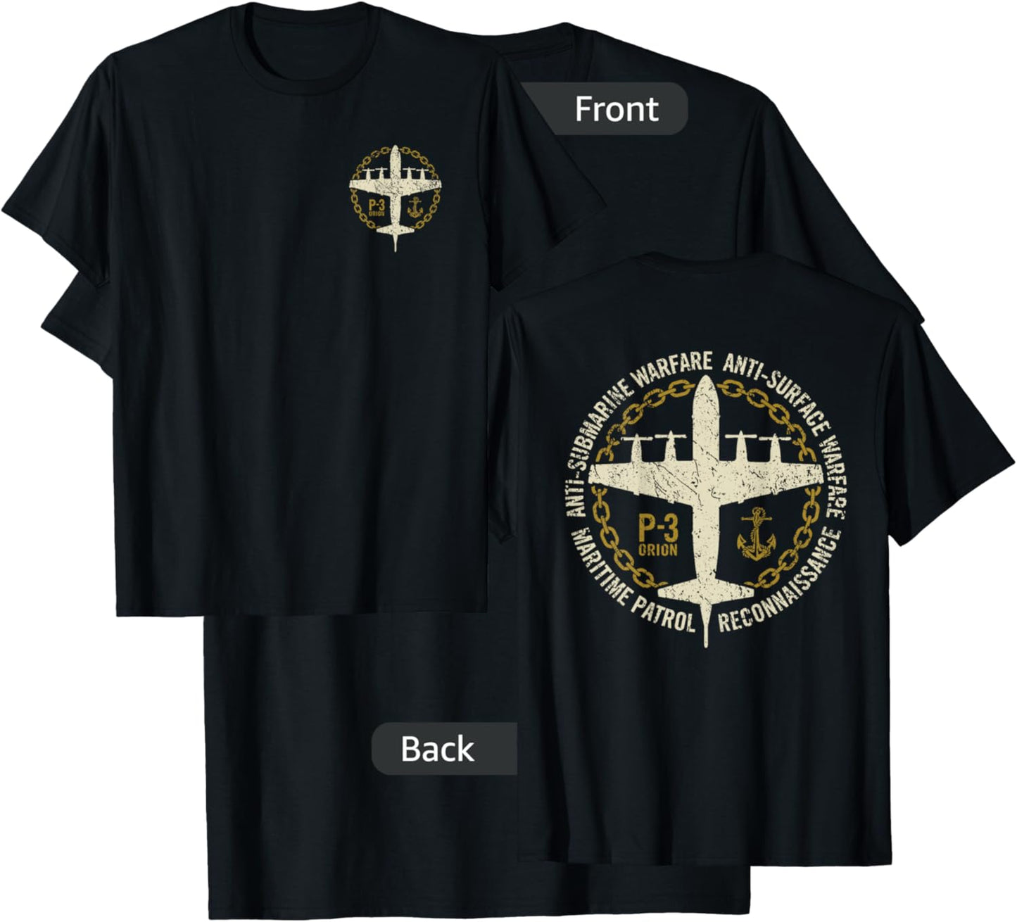 P-3 Orion Anti-Submarine Warfare Patrol Military Aircraft T-Shirt - T-Shirt | Black
