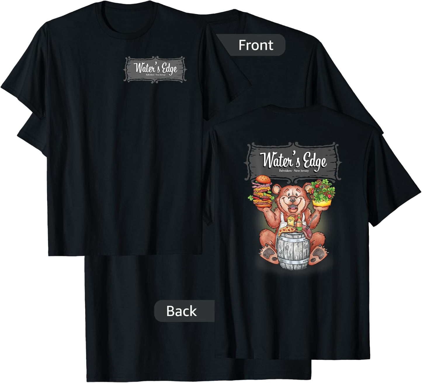 WATERS EDGE, restaurant T-Shirt - T-Shirt | Black