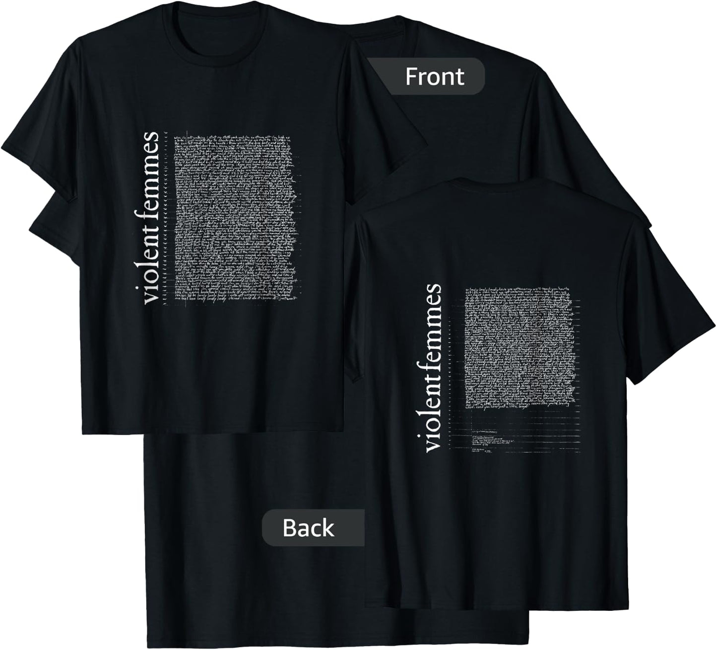 Violent Femmes - Official Merchandise - Self Titled Lyric T-Shirt - T-Shirt | Black