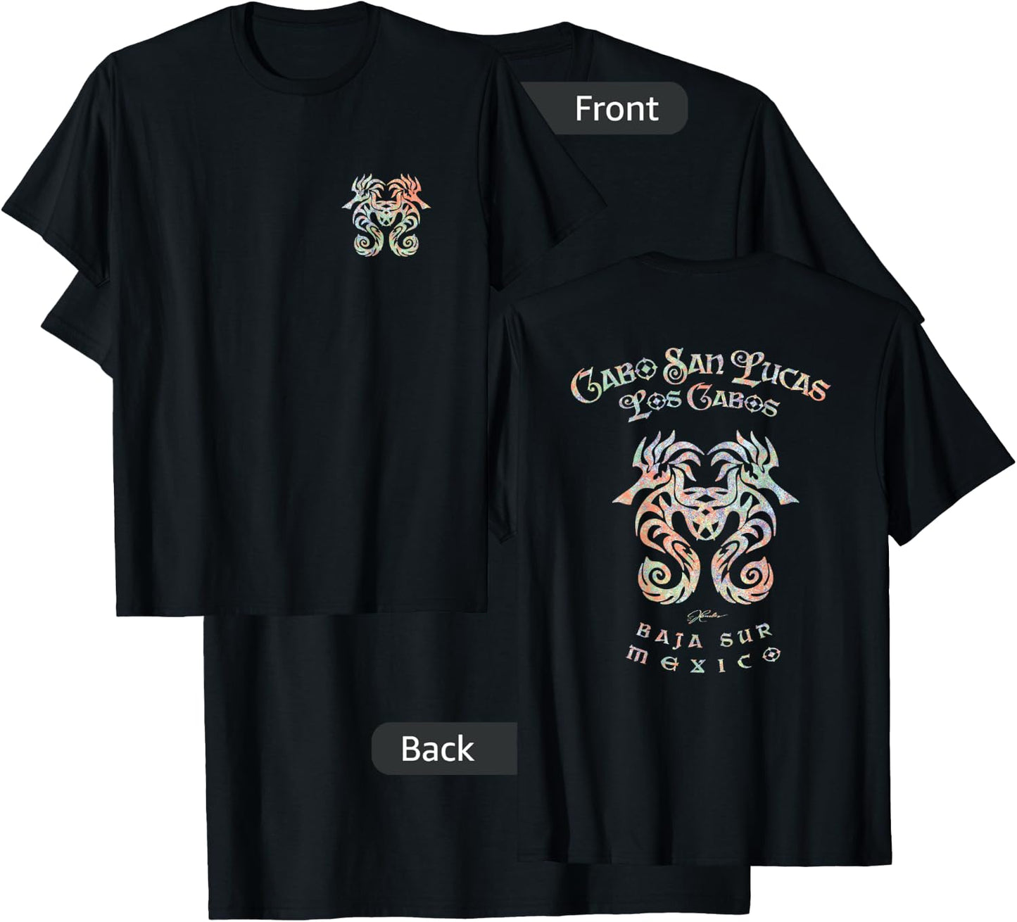 JCombs: Cabo San Lucas, MX, Seahorses (Art on both sides) T-Shirt - T-Shirt | Black