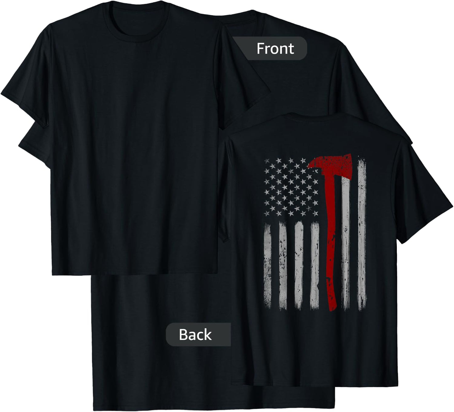 Patriotic Firefighter USA Flag Axe American Flag Fireman T-Shirt - T-Shirt | Black