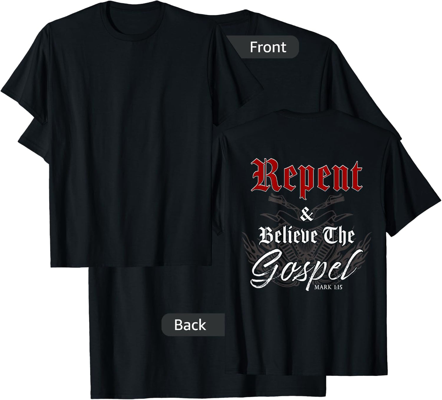 Repent & Believe the Gospel Motorcycle Christian Faith Biker T-Shirt - T-Shirt | Black