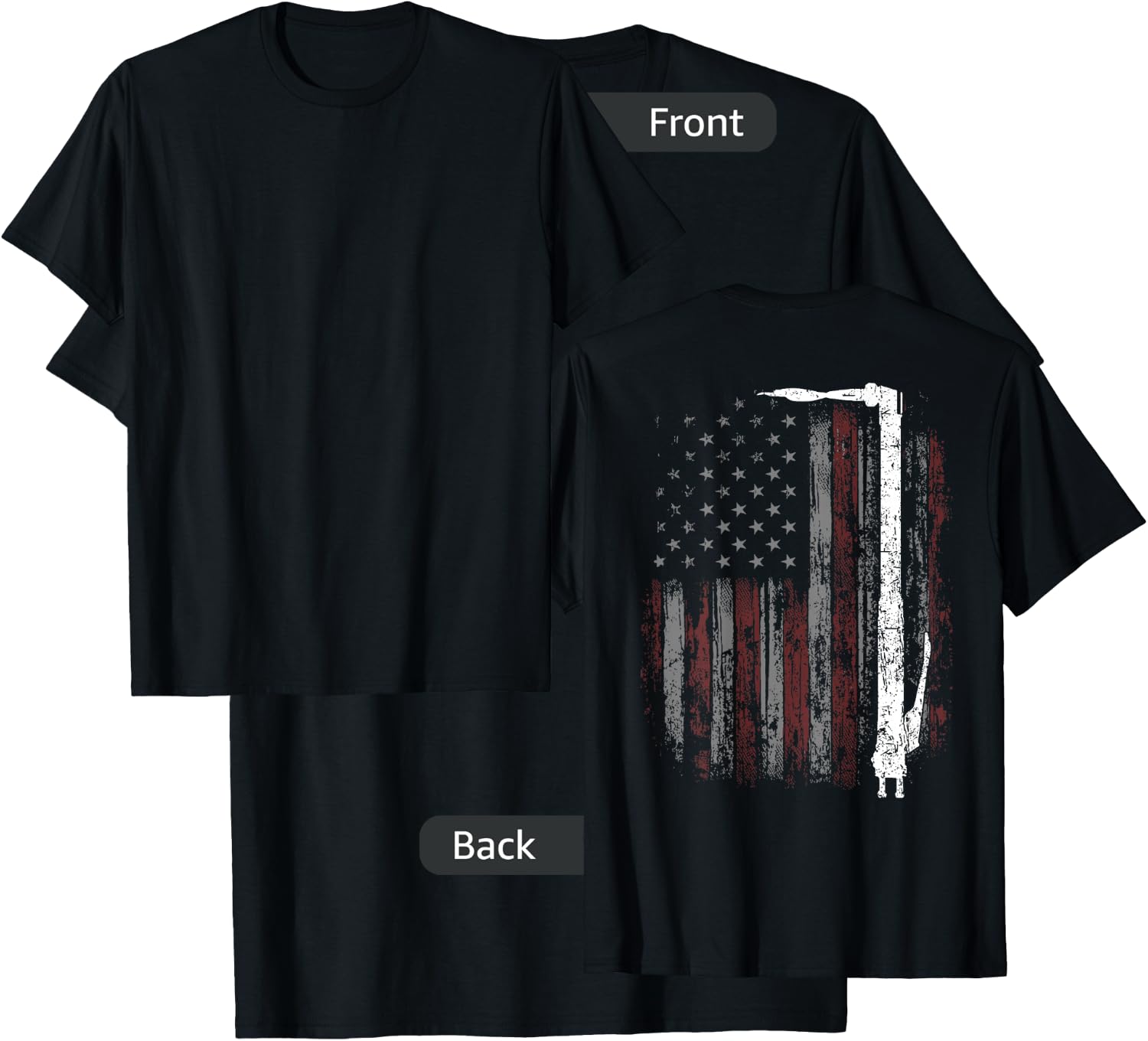 Welding Vintage Patriotic USA American Flag Welder ON BACK T-Shirt - T-Shirt | Black