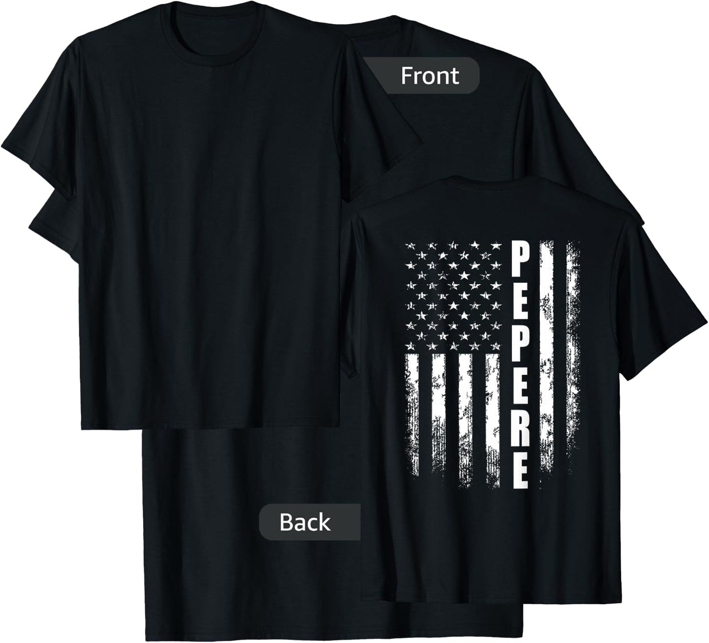 Pepere America Flag Christmas Father'day T-Shirt - T-Shirt | Black