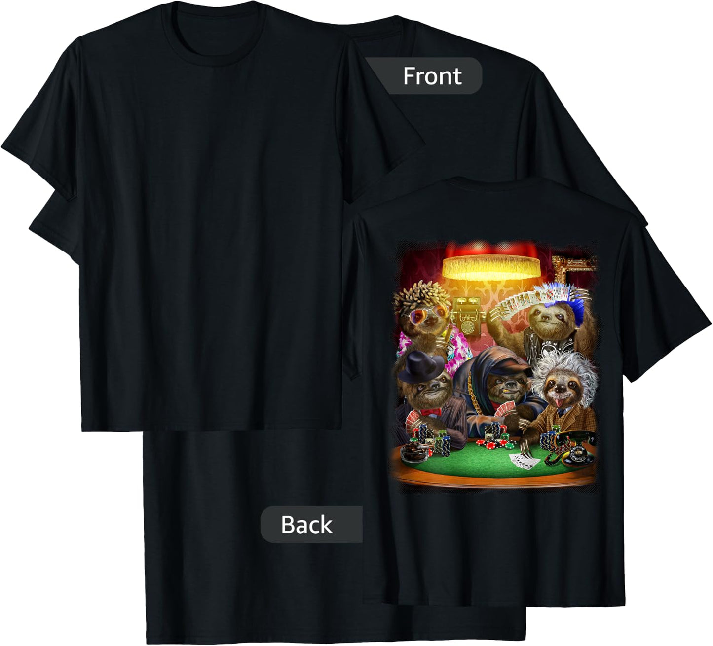 Giant Sloth Playing Poker Cards T-Shirt - T-Shirt | Black
