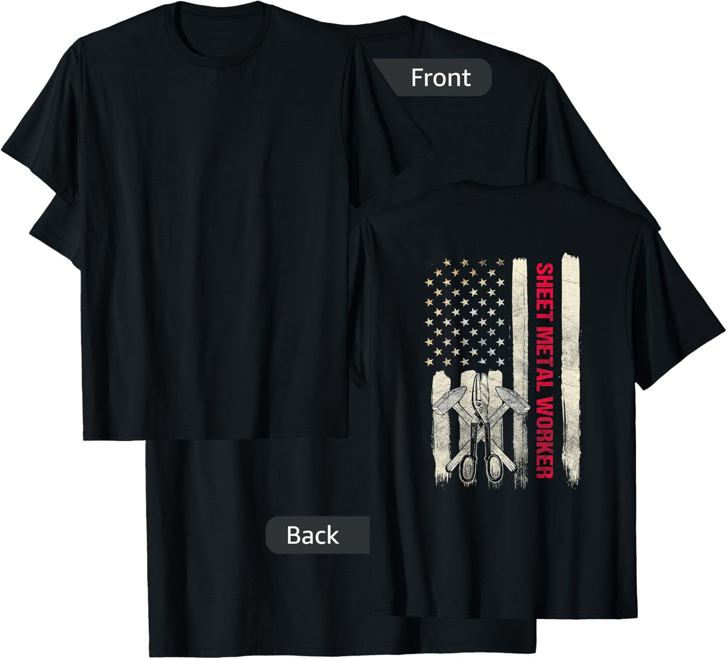 Sheet Metal Worker Design On Back Of Shirt T-Shirt - T-Shirt | Black