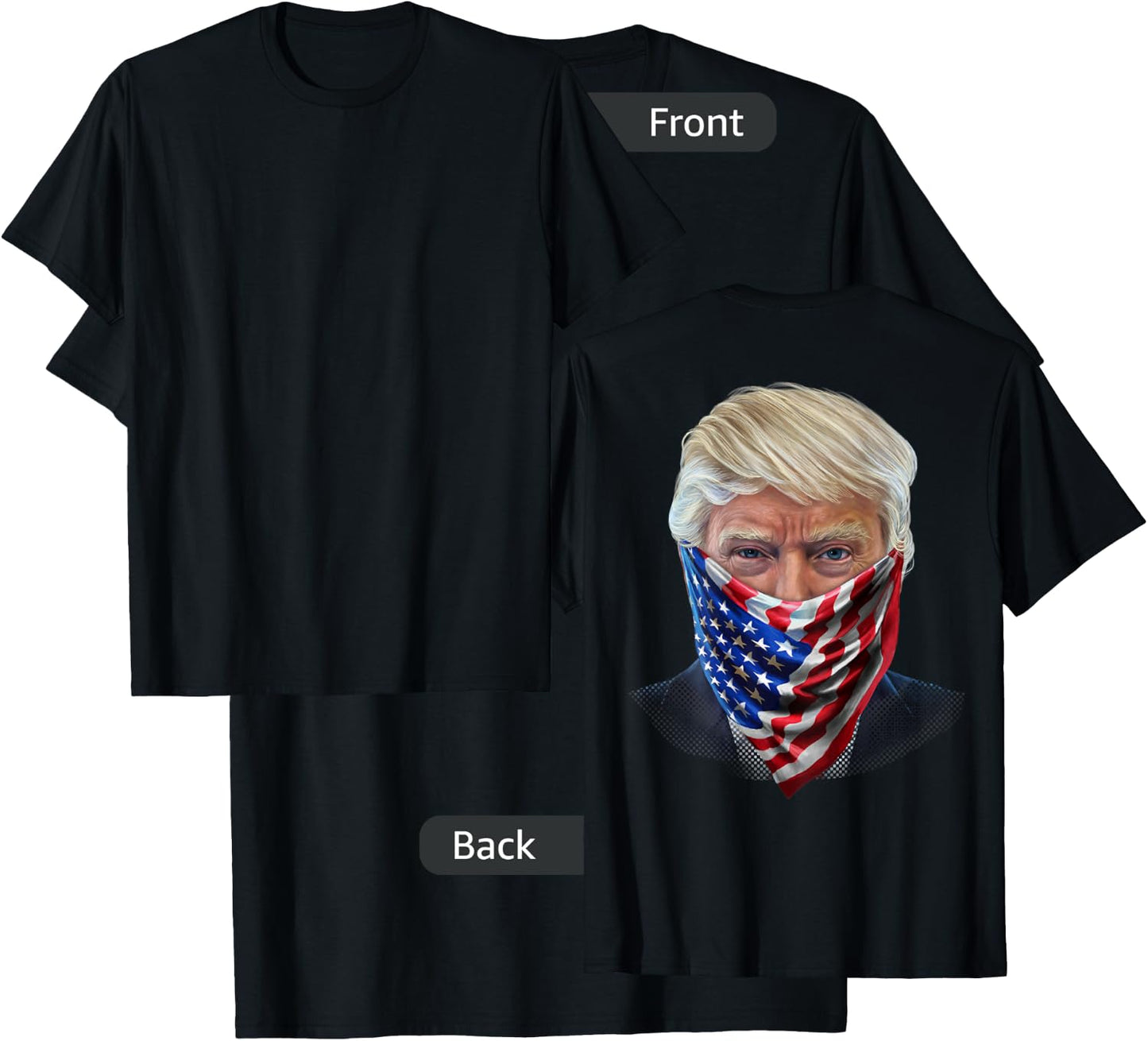 President Donald Trump in Flag of USA Bandana T-Shirt - T-Shirt | Black