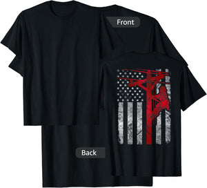 Distressed Patriotic Electric Cable Lineman American Flag T-Shirt - T-Shirt | Black