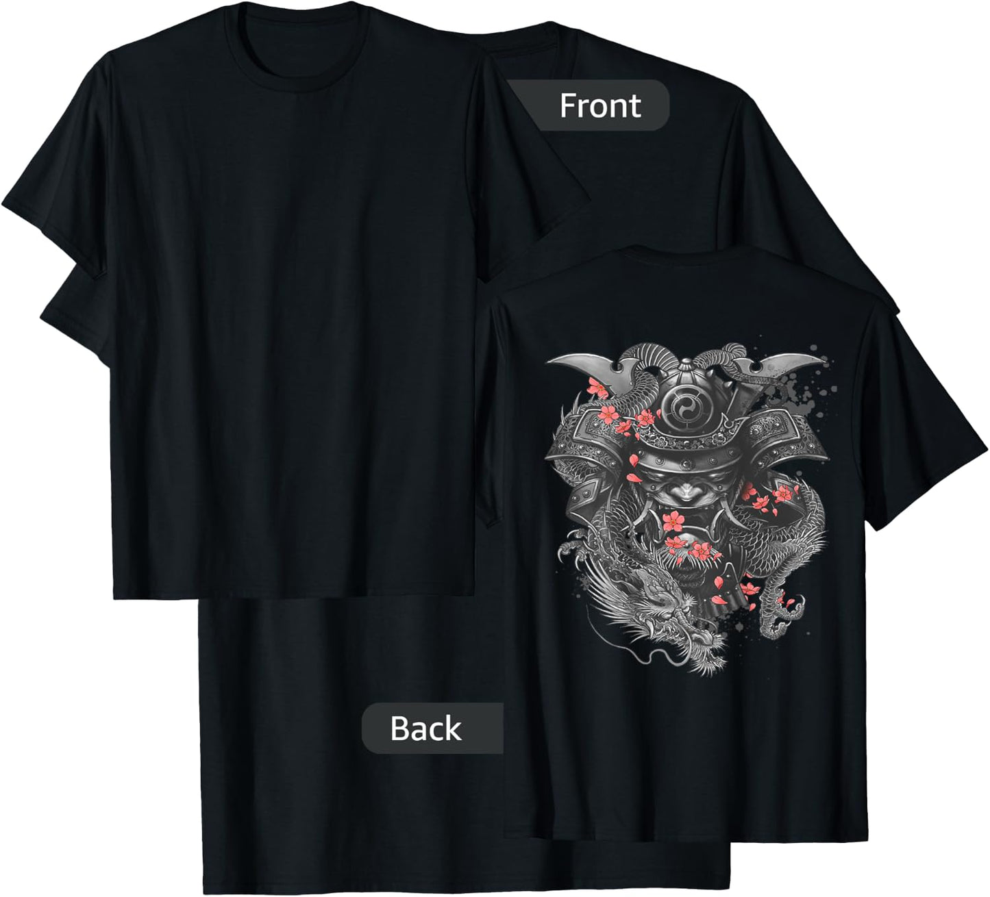 Samurai DESIGN ON THE BACK Oni Bushido Japanese Warrior T-Shirt - T-Shirt | Black