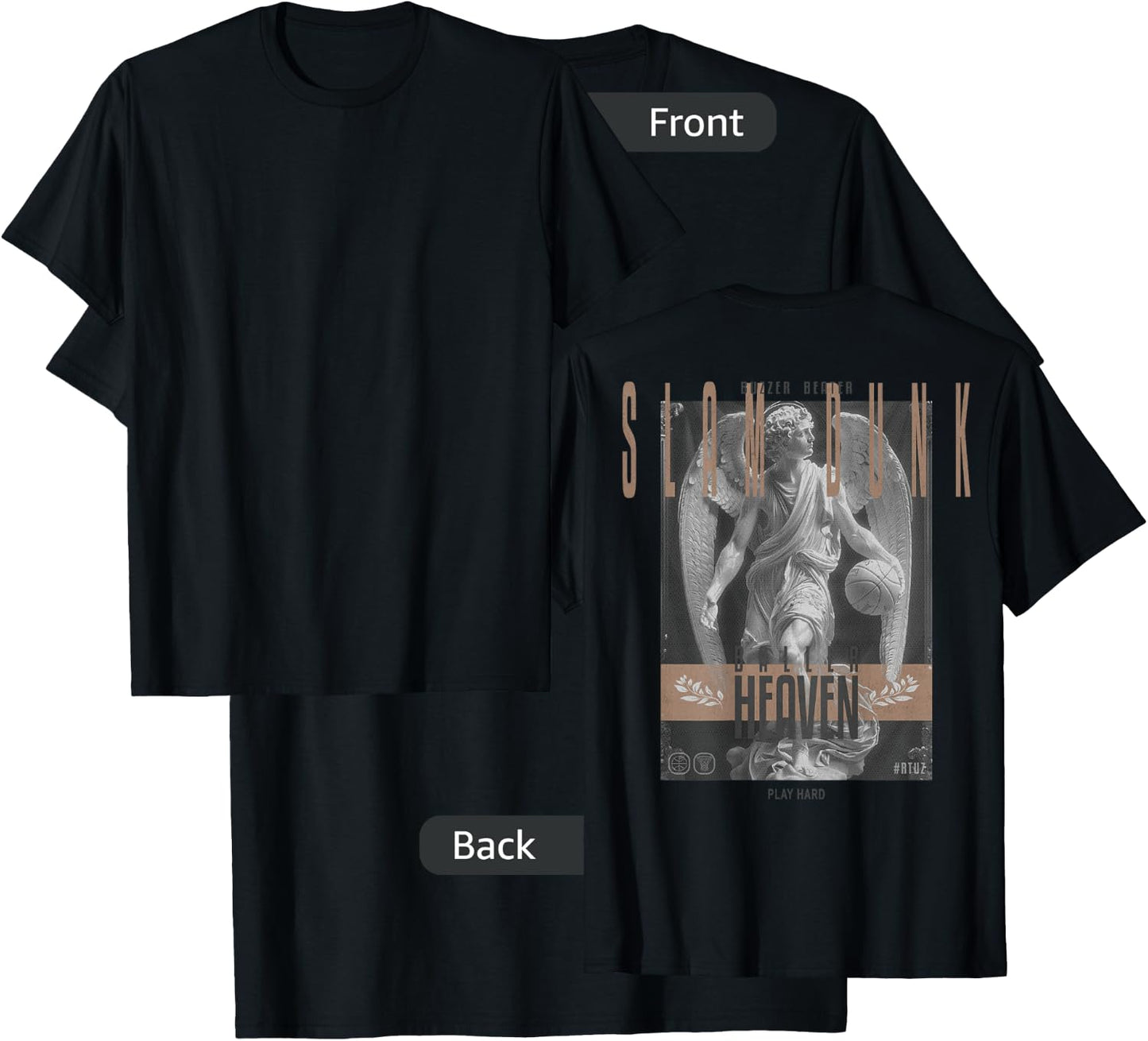 Hip Hop Vintage Edgy Urban Y2K Back Print Streetwear Angel T-Shirt - T-Shirt | Black
