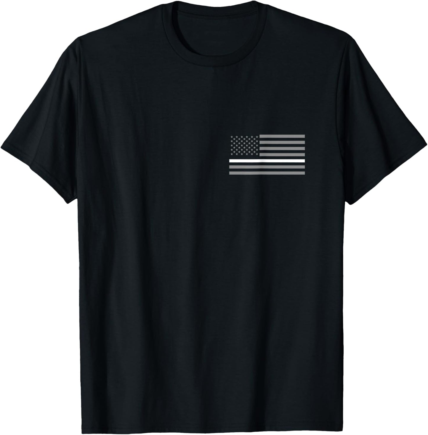 Correctional Officer Thin Silver Line American Flag Gift T-Shirt - T-Shirt | Black