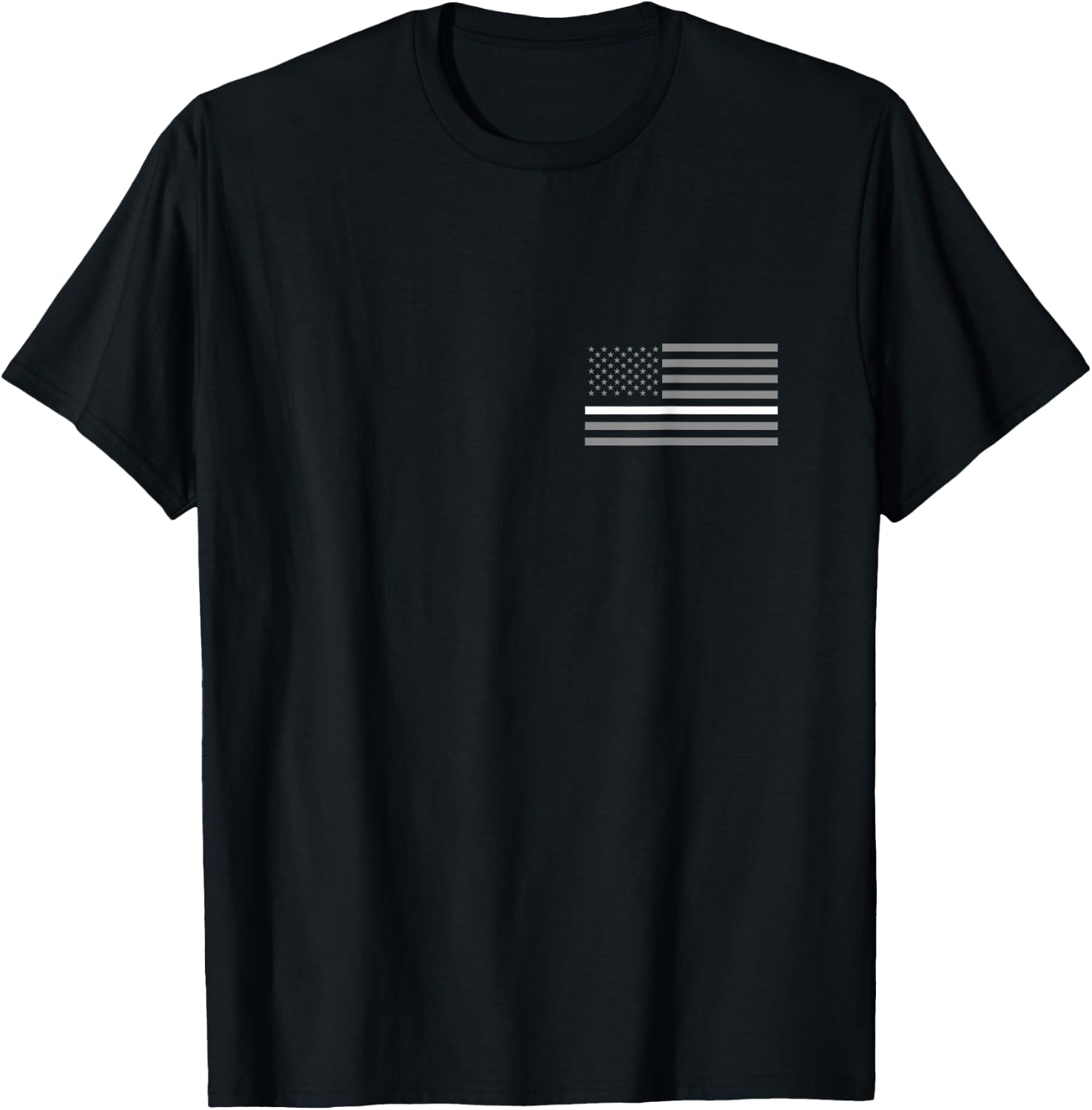 Correctional Officer Thin Silver Line American Flag Gift T-Shirt - T-Shirt | Black