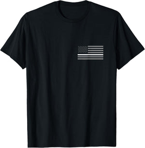 Correctional Officer Thin Silver Line American Flag Gift T-Shirt - T-Shirt | Black