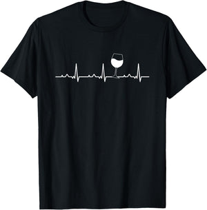 Heartbeat EKG Wine Drinking Team Tasting Wining Vino Cork T-Shirt - T-Shirt | Black