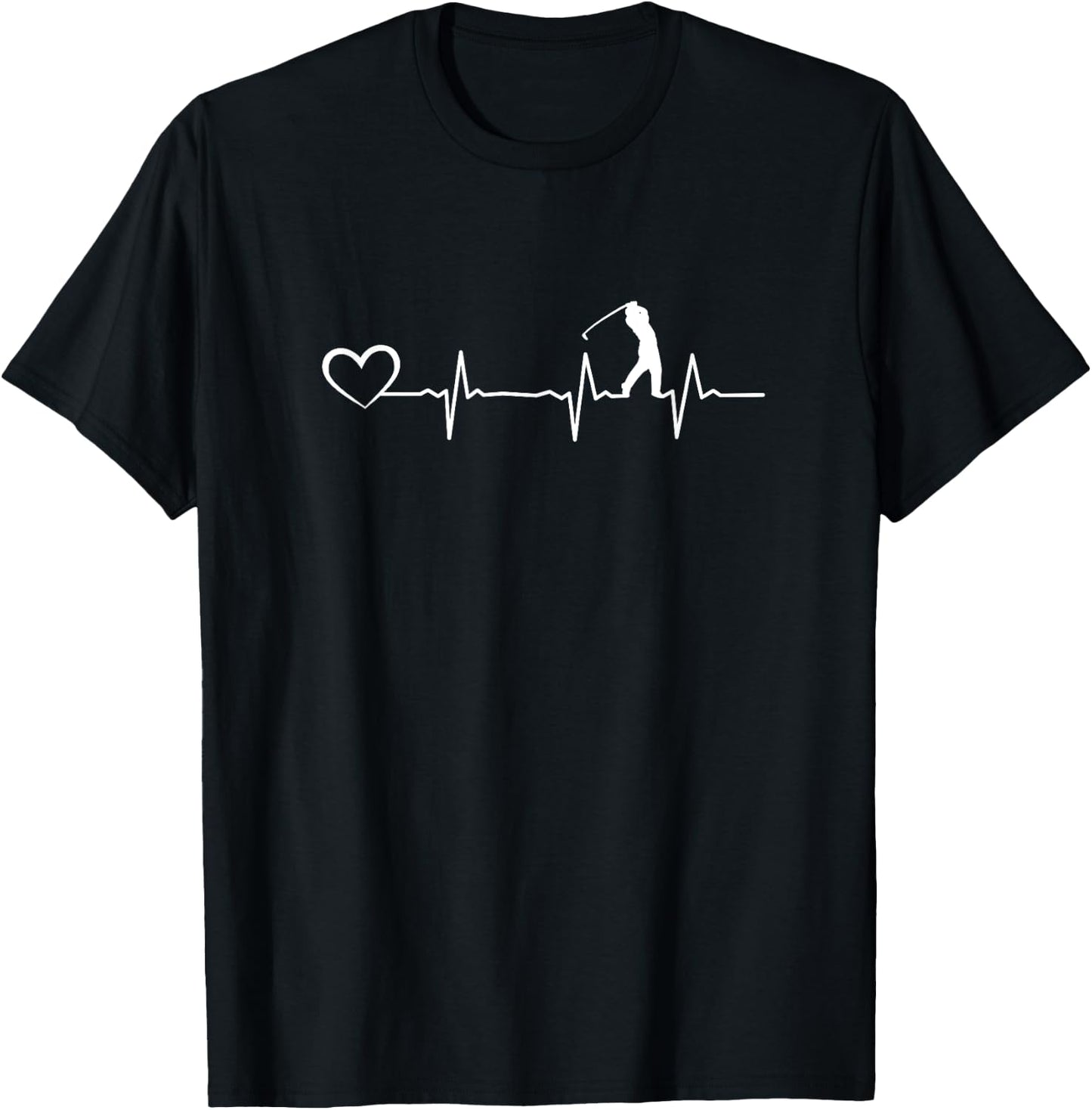 Golf Heartbeat Golfer Heart - Golfing Golfers T-Shirt - T-Shirt | Black