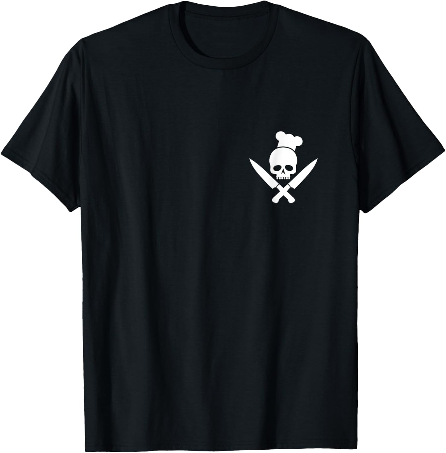 BBQ skull chef hat crossed knives barbecue master chef T-Shirt - T-Shirt | Black
