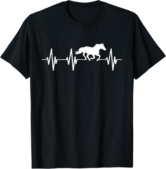 Horse heart line pulse rate equestrian gift horse T-Shirt - T-Shirt | Black