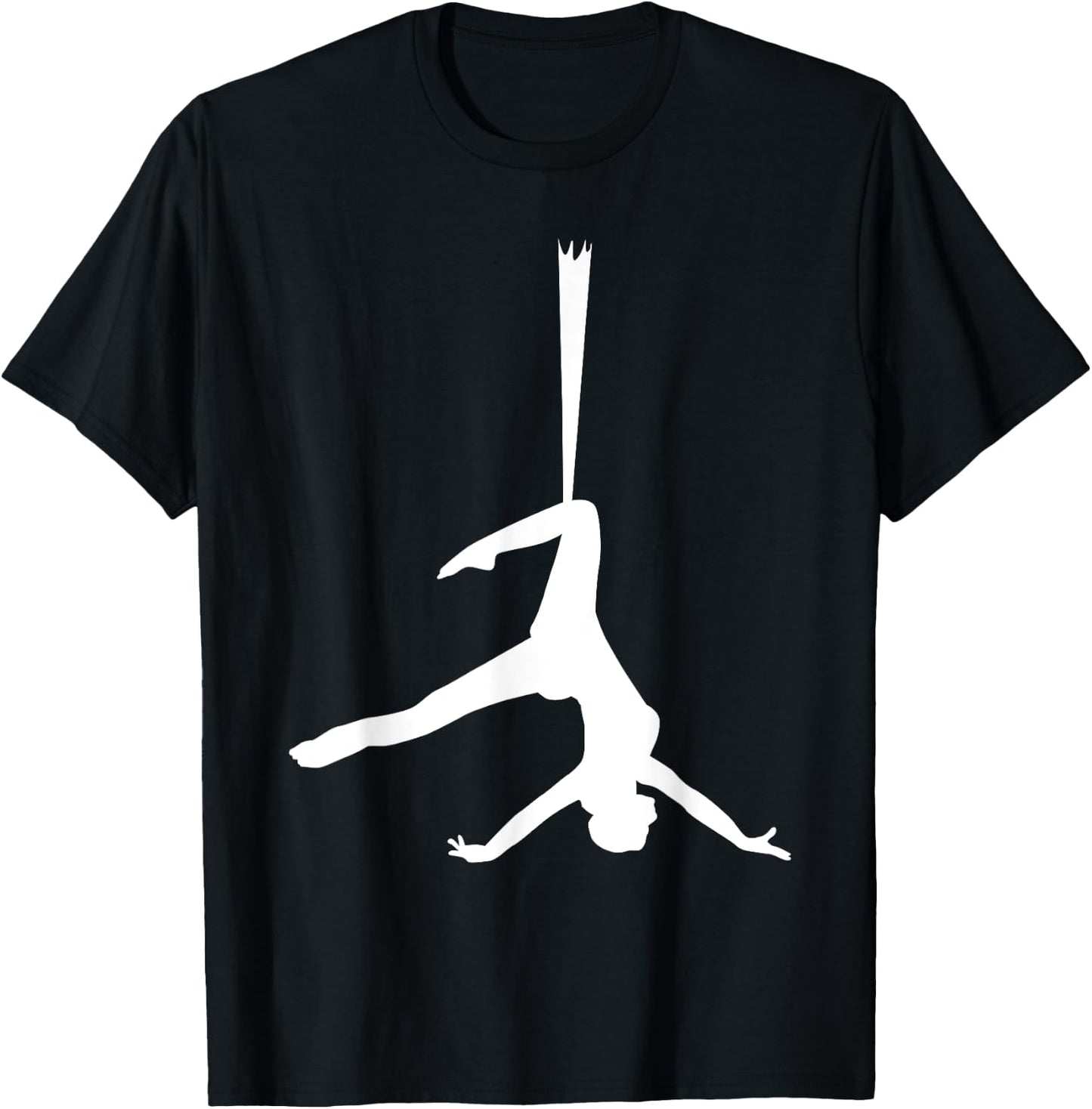 Silhouette Aerial Dance Ribbon Silk Dancer Yoga Dancing Fans T-Shirt - T-Shirt | Black