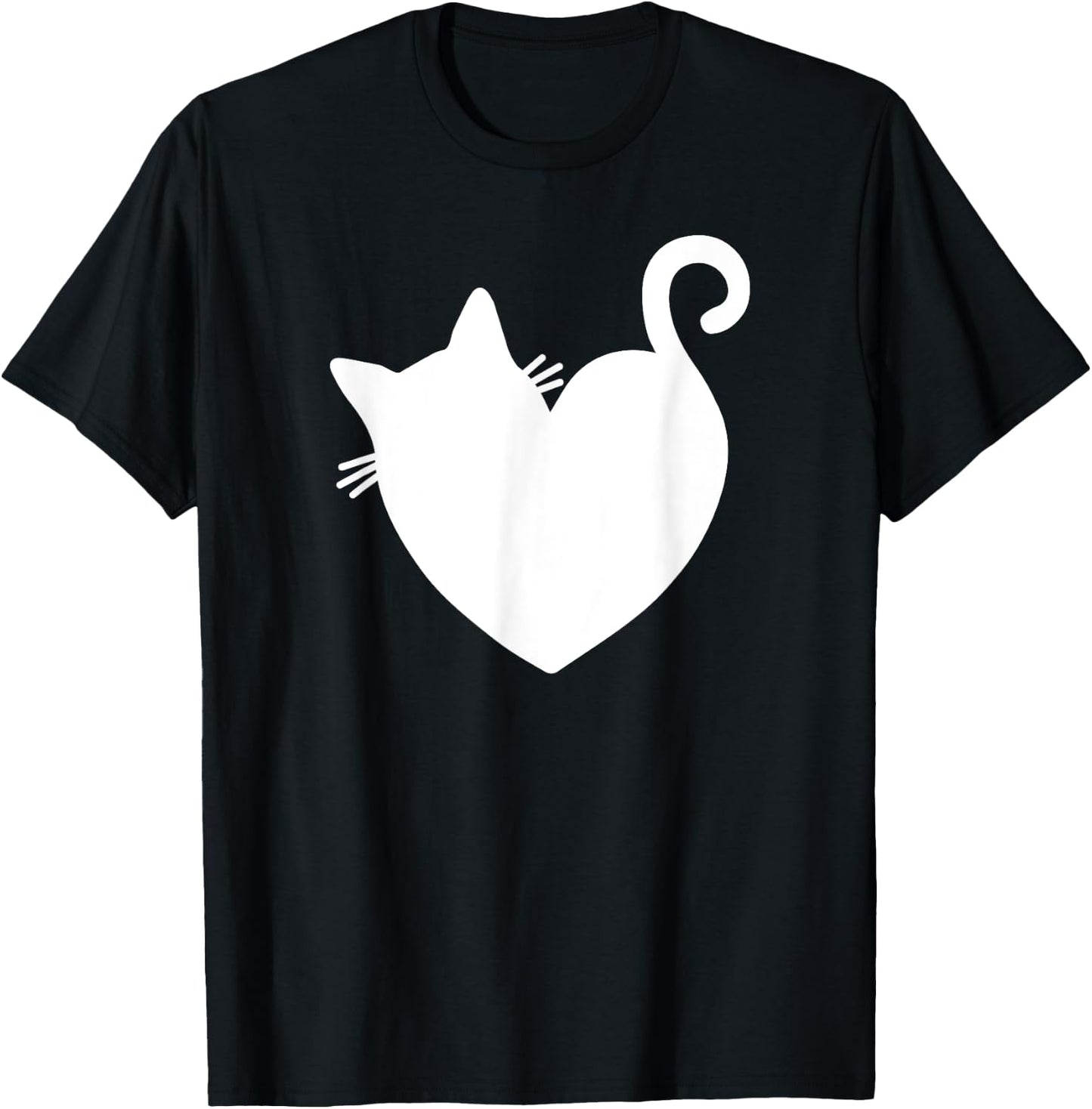 Cat Heart Graphic Women Present Valentines Day Kitty T-Shirt - T-Shirt | Black